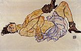 Egon Schiele Paintings - Reclining Female Nude by Egon Schiele